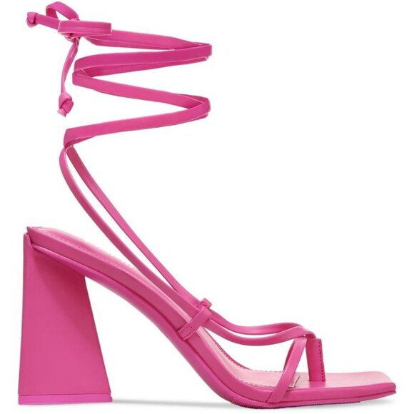 🎉BAR III Auroraap 8.5 Leather Cone Heel Lace-up Pink Summer Party Pumps - Picture 7 of 16